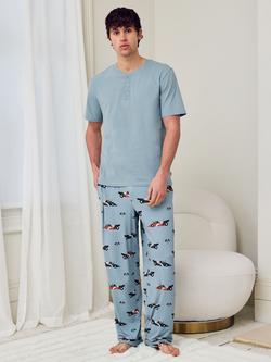 Chelsea Peers Frog Rally Print Pyjama Set, Blue, Blue