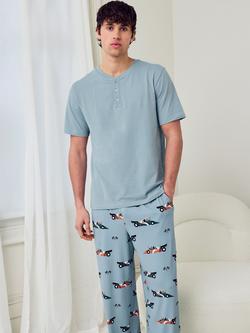 Chelsea Peers Frog Rally Print Pyjama Set, Blue - view 2, Blue