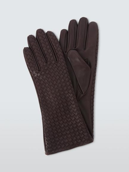 John Lewis Woven Leather Gloves, Chocolate