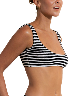 Cleonie Paddle Crop Bikini Top, Noir White Stripe - view 2, Noir White Stripe