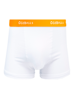 OddBalls Classic Stretch Cotton Boxer Shorts, White/Tangerine