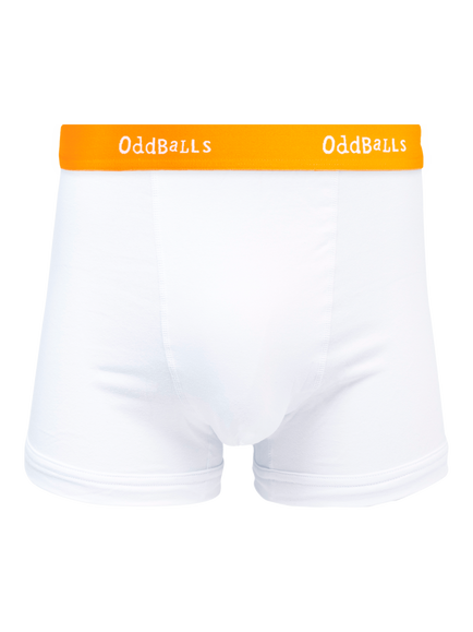 OddBalls Classic Stretch Cotton Boxer Shorts, White/Tangerine