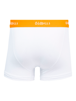 OddBalls Classic Stretch Cotton Boxer Shorts - view 2, White/Tangerine