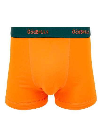 OddBalls Classic Stretch Cotton Boxer Shorts, Orange/Evergreen
