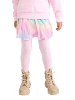 Lindex Kids' Rainbow Plissé Skirt, Pink, Pink