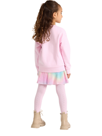 Lindex Kids' Rainbow Plissé Skirt, Pink - view 2, Pink