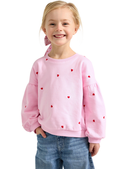 Lindex Kids' Heart Print Sweatshirt, Pink, Pink