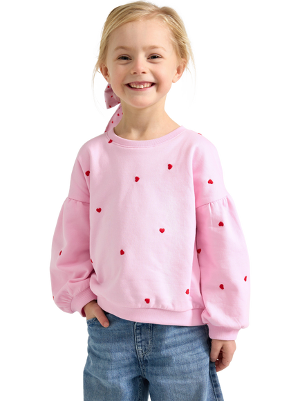 Lindex Kids' Heart Print Sweatshirt, Pink, Pink