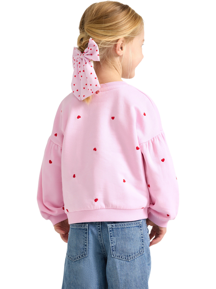 Lindex Kids' Heart Print Sweatshirt, Pink - view 2, Pink