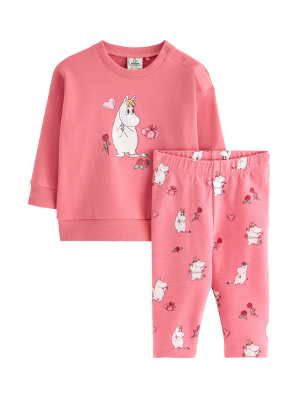 Lindex Baby Moomin Print Sweatshirt and Leggings Set, Pink, Pink