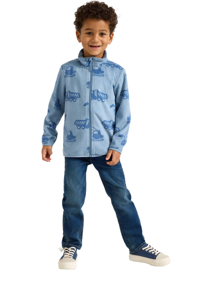 Lindex Kids' Trucks Fleece Jacket, Blue, Blue