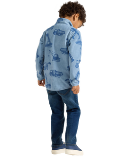 Lindex Kids' Trucks Fleece Jacket, Blue - view 2, Blue