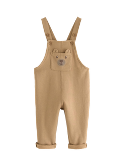 Lindex Baby Bear Jersey Dungaree, Beige, Beige