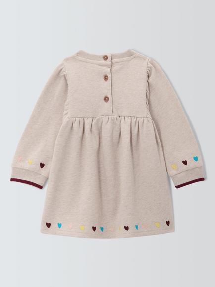 John Lewis Baby Heart Sweater Dress, Oatmeal - view 2, Oatmeal