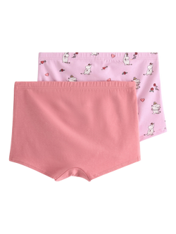 Lindex Kids' Moomin Print Boxer Shortie Knickers, Pack of 2, Pink - view 2, Pink