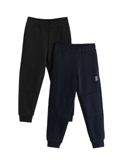 Lindex Kids' Joggers, Pack of 2, Navy/Black, Navy/Black