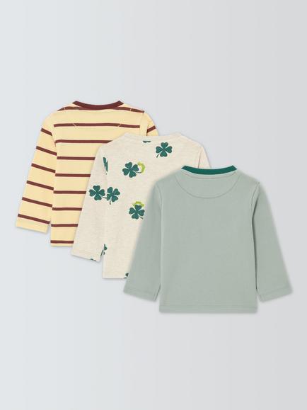 John Lewis Baby Long Sleeve T-Shirt, Pack of 3 - view 2, Multi Prints