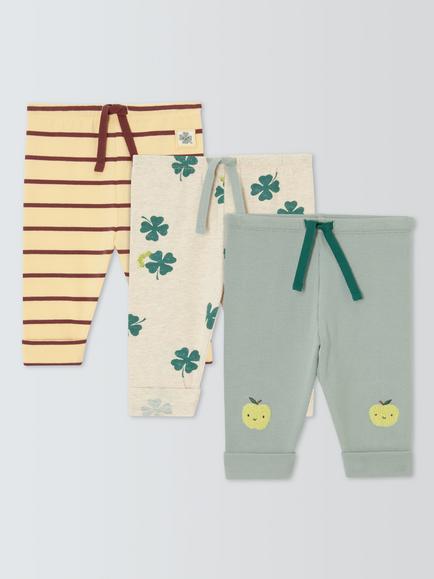 John Lewis Baby Print Leggings, Pack of 3, Multi Prints, Multi Prints