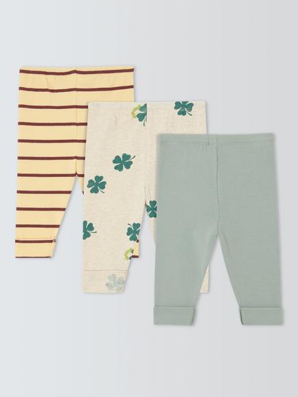 John Lewis Baby Print Leggings, Pack of 3, Multi Prints - view 2, Multi Prints