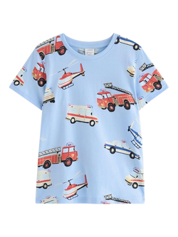Lindex Kids' Rescue Vehicle T-Shirt, Blue, Blue