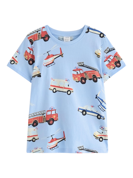 Lindex Kids' Rescue Vehicle T-Shirt, Blue, Blue