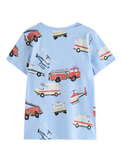 Lindex Kids' Rescue Vehicle T-Shirt, Blue - view 2, Blue