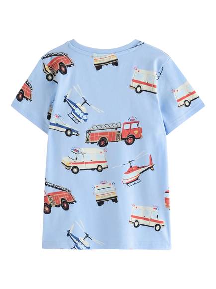 Lindex Kids' Rescue Vehicle T-Shirt, Blue - view 2, Blue