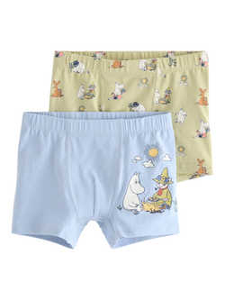 Lindex Kids' Moomin Print Boxer Shorts, Blue, Blue