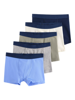 Lindex Kids' Boxer Shorts, Pack of 5, Light Blue, Light Blue