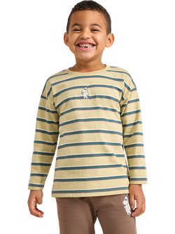 Lindex Kids' Moomin Long Sleeve Striped T-Shirt, Green, Green