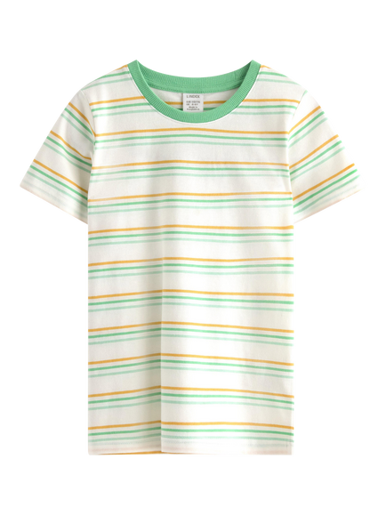 Lindex Kids' Stripe T-Shirt, Green, Green