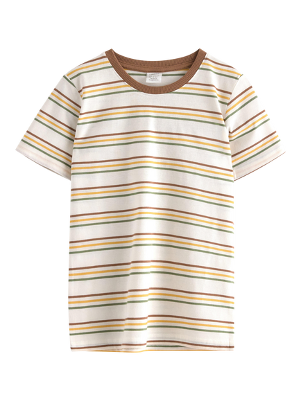 Lindex Kids' Stripe T-Shirt, Brown, Brown