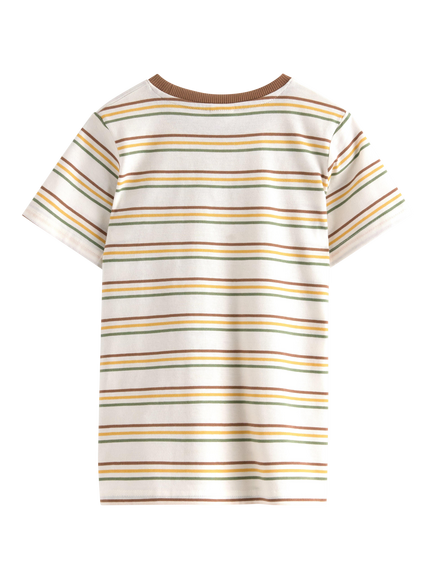 Lindex Kids' Stripe T-Shirt, Brown - view 2, Brown