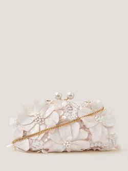 Monsoon Suvi Flower Clutch Bag, White, White