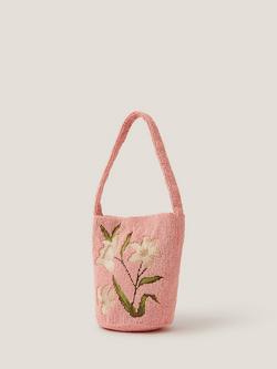 Monsoon Victoria Floral Beaded Bag, Pink - view 2, Pink
