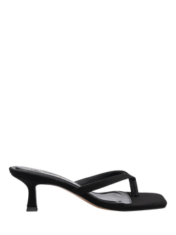 Ravel Craster Heeled Mule Thong Sandals, Black