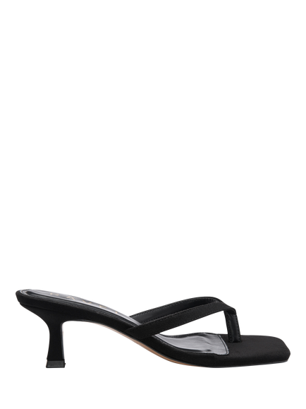 Ravel Craster Heeled Mule Thong Sandals, Black