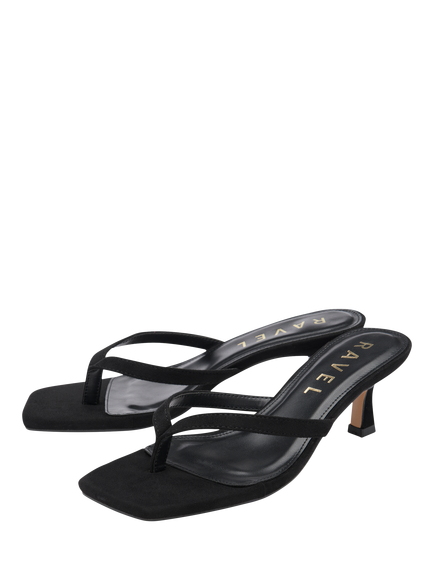 Ravel Craster Heeled Mule Thong Sandals - view 2, Black