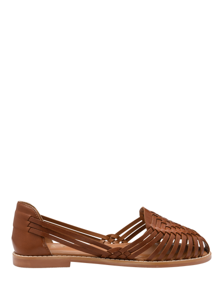 Ravel Glant Woven Leather Flat Sandals, Tan