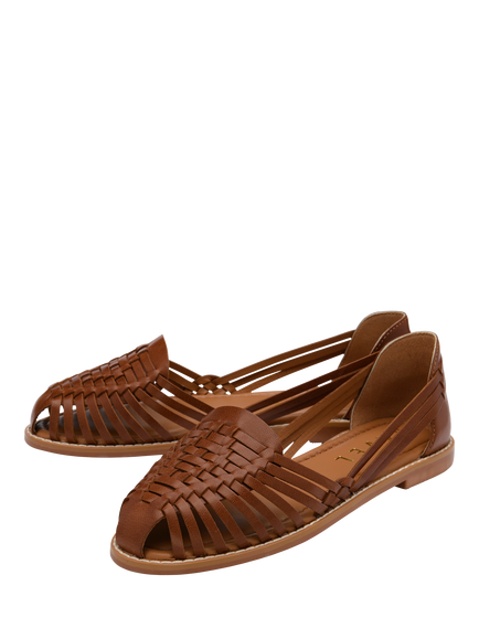 Ravel Glant Woven Leather Flat Sandals - view 2, Tan