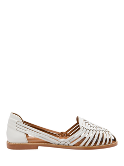 Ravel Glant Woven Leather Flat Sandals, White