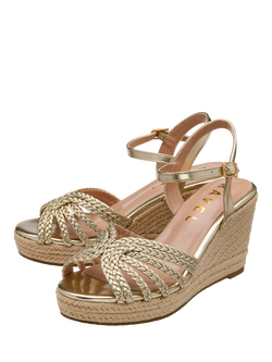 Ravel Grundy Wedge Heel Braided Espadrille Sandals, Gold - view 2, Gold