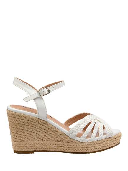 Ravel Grundy Wedge Heel Braided Espadrille Sandals, Gold, White