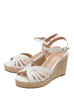 Ravel Grundy Wedge Heel Braided Espadrille Sandals, Gold - view 2, White