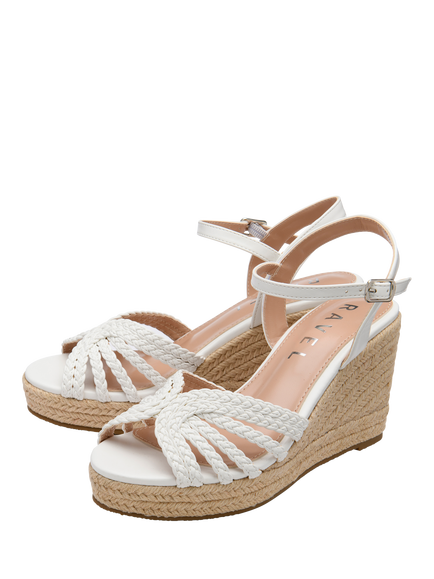 Ravel Grundy Wedge Heel Braided Espadrille Sandals, Gold - view 2, White