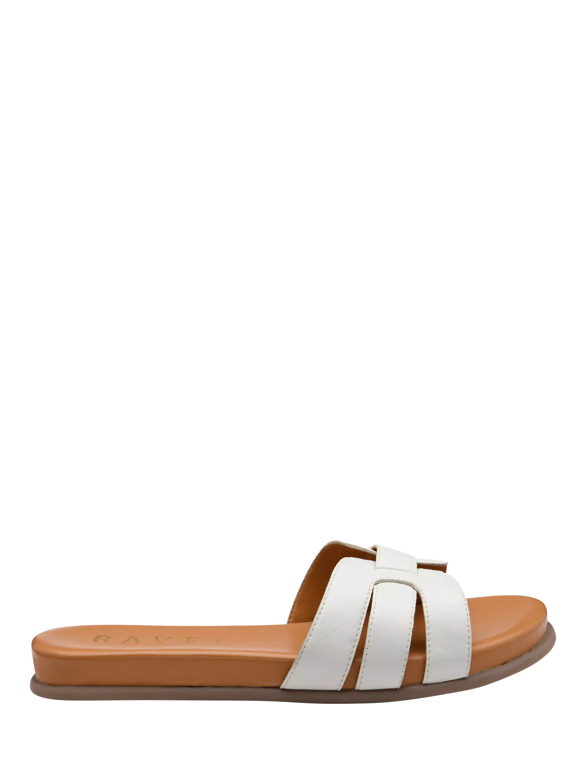 Ravel Hazon Leather Slider Sandals, White