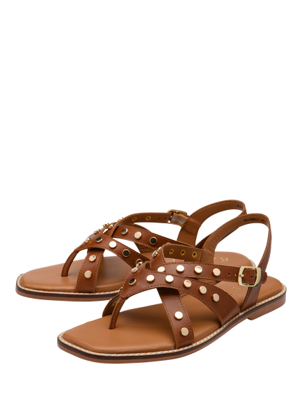 Ravel Myton Leather Embellishment Strappy Sandals - view 2, Tan