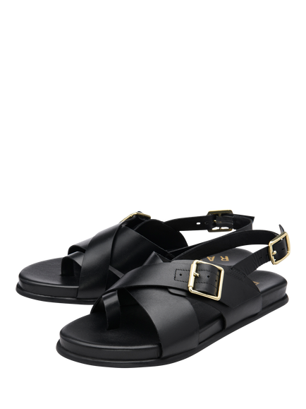 Ravel Ridley Leather Strappy Sandals, Black - view 2, Black