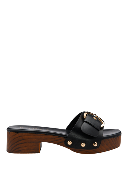 Ravel Risby Buckle Detail Clog Sandals, Black, Black