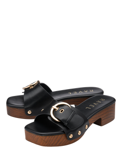 Ravel Risby Buckle Detail Clog Sandals, Black - view 2, Black